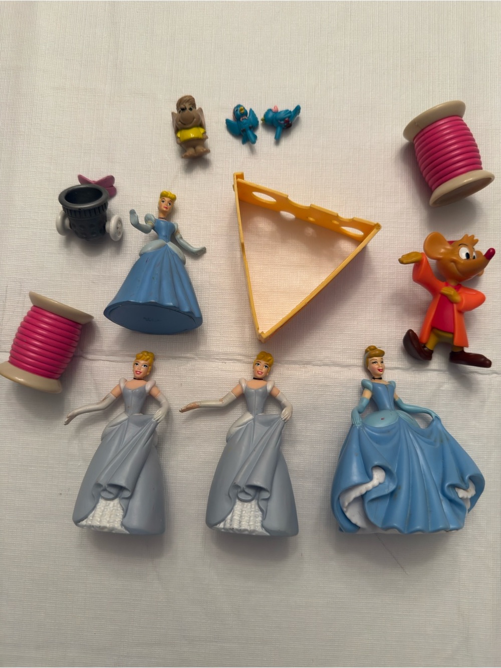 Cinderella Toy Figures Lot - Blue Dresses & Accessories